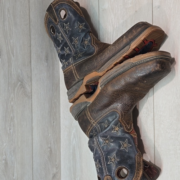 Durango Mens 11"CT WP American Flag Steel Square Toe Star Cowboy Boots Shoes 13W - Picture 12 of 14